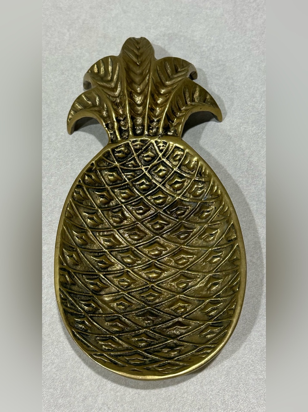 Vintage solid Heavy Brass Pineapple Footed Trinket  Dish 8.5"